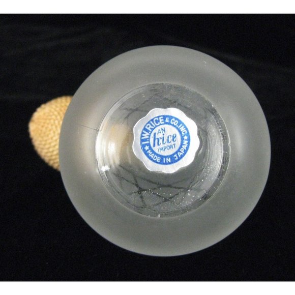 Irice Perfume Bottle Clear Etched Glass Gold Atomizer Spray Japan I W Rice VTG - Picture 7 of 12